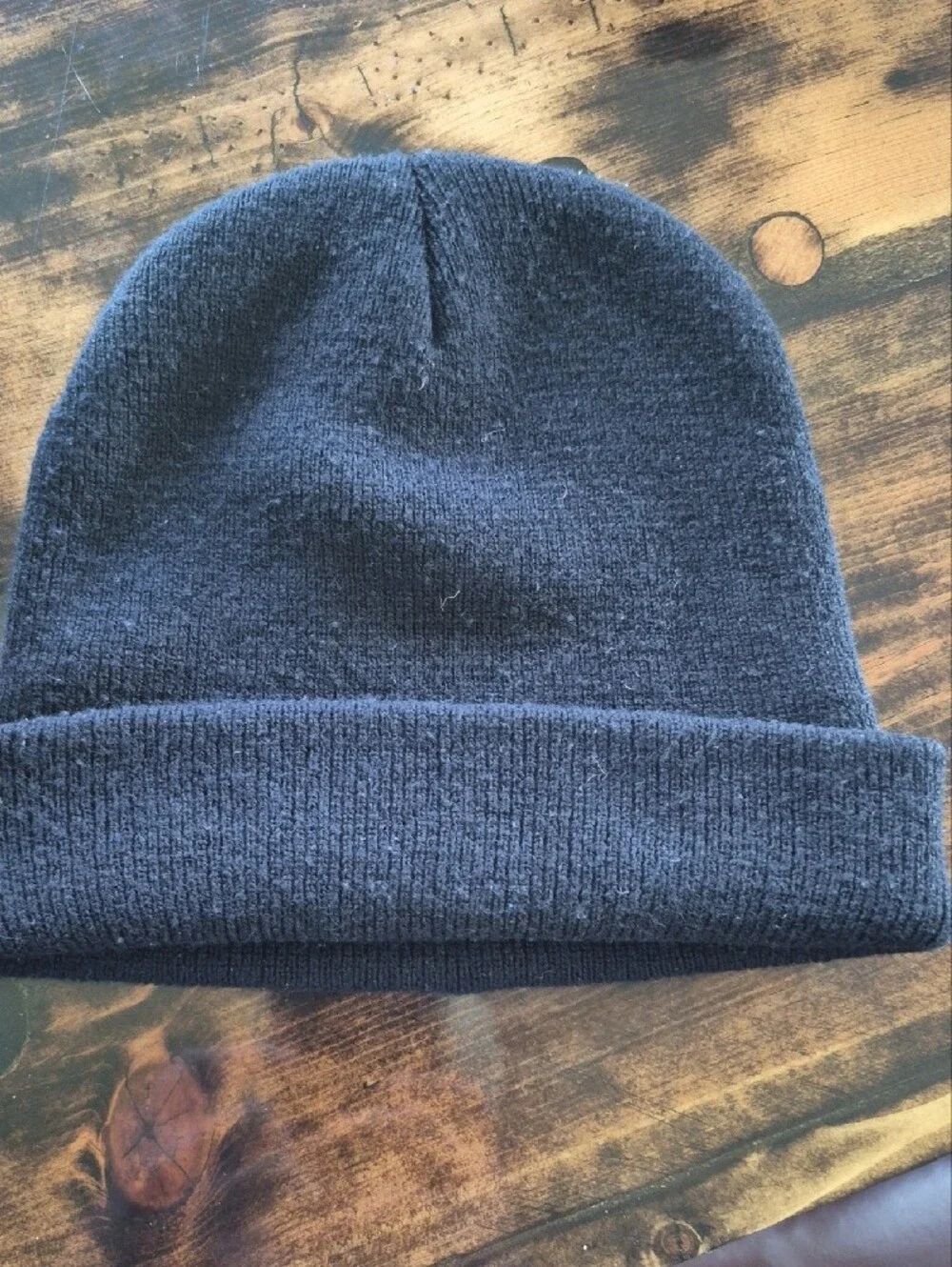 True Religion Black Cuffed Beanie with White Embroidered Logo